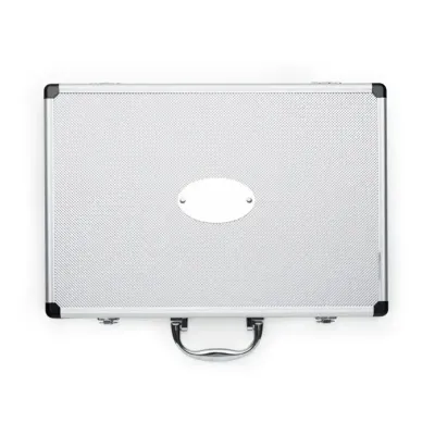 maleta de alumínio texturizado com placa central