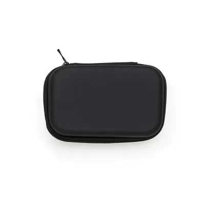 Estojo material sintético com zíper na cor preta