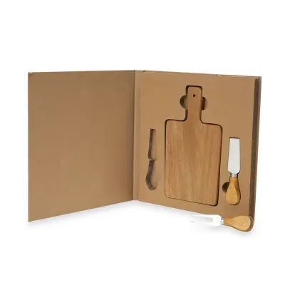 Kit queijo 3 peças em estojo kraft (aberto)