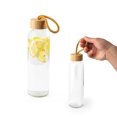 Squeeze em vidro para sublimação com tampa em bambu