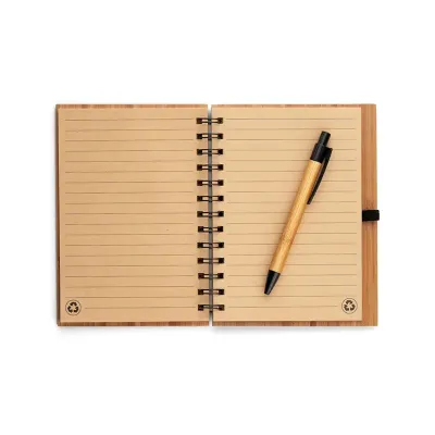Caderno B6 capa em bambu (aberto)