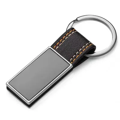 Chaveiro de metal em níquel brilhante + PU - CH7010