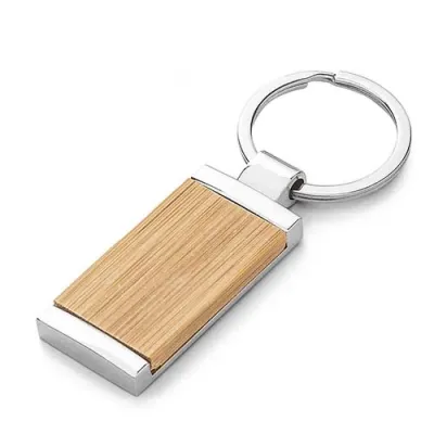 Chaveiro de metal + bambu