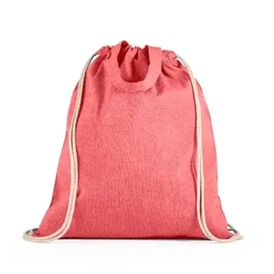 Sacola tipo mochila com algodão reciclado vermelho