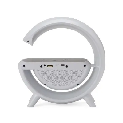 Caixa de som com carregador por indução e luminária - verso