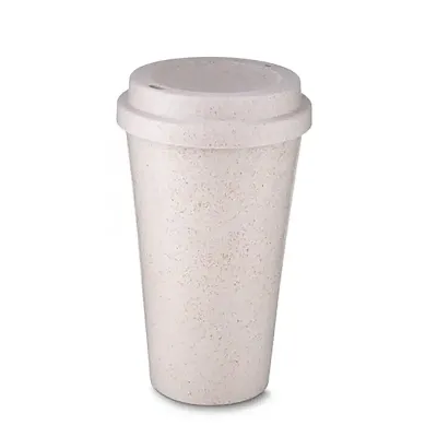 Copo de fibra de arroz 550ml com tampa