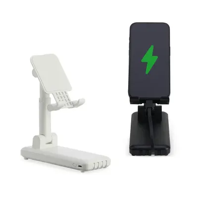 Power bank plástico de 10.000mAh multissaídas com suport