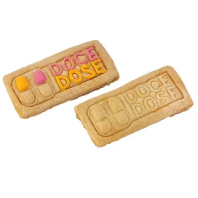 Biscoito personalizado retangular com logo em relevo