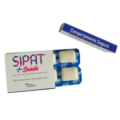 Blister de Chicletes com 4 pastilhas em caixinha personalizada para SIPA 2