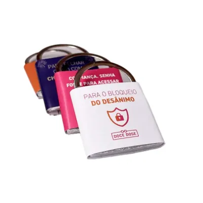 Tablete de Chocolate com Alça Metálica Cadeado