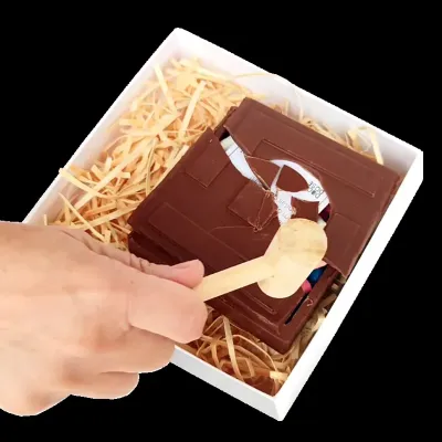 Caixa quebra chocolate marrom experiencia