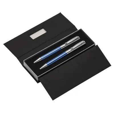 kit caneta e lapiseira azul