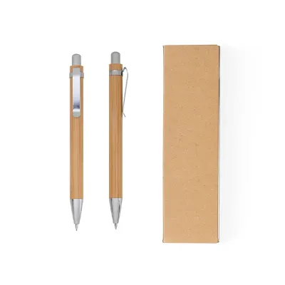Kit ecológico caneta e lapiseira em bambu 