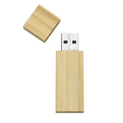 Pen drive 4GB/8GB/16GB de bambu com tampa de imã