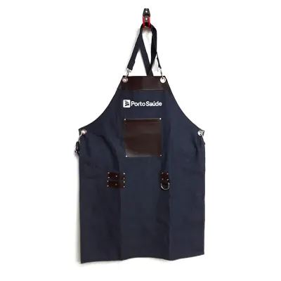 Avental em jeans com couro - Porto Seguro