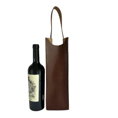 Wine bag em couro marrom