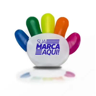 Marca texto branco plástico em formato de mão