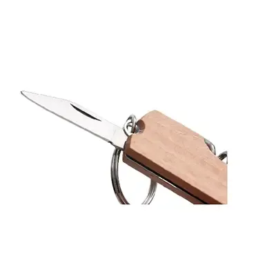 Chaveiro multifunções em madeira com abridor