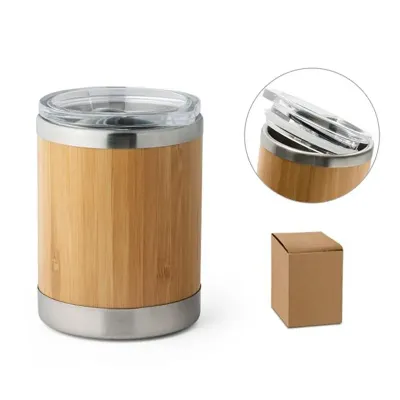 Copo térmico de bambu e aço inox