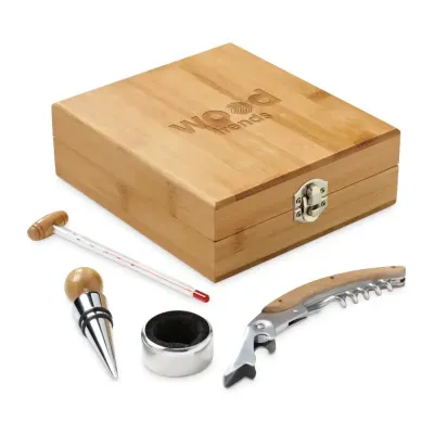 Kit vinho bambu caixa personalizada