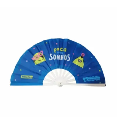 Leque Retrátil Poliéster Azul