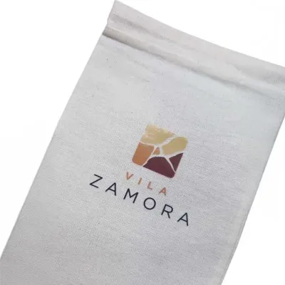 Saquinho de algodão cru com cordão de algodão personalizado