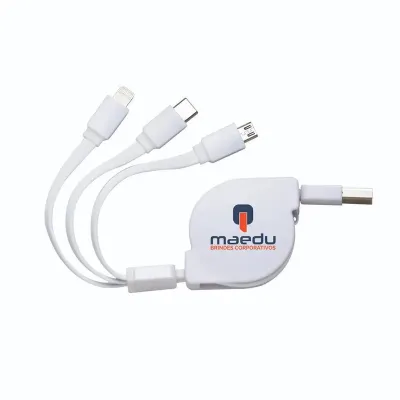 Cabo USB Retrátil 3 em 1