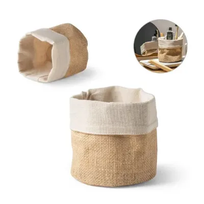 Sacola multiusos em juta e algodão (260g/m²).