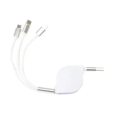 Cabo USB Retrátil 3 em 1 10338B Branco