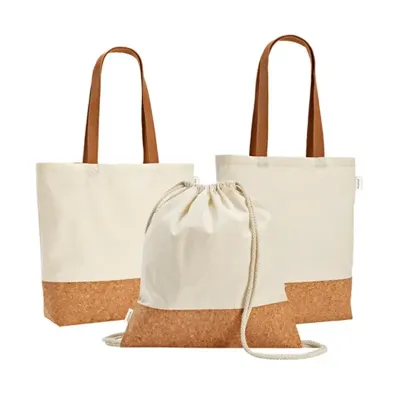 Sacola Mochila em algodão e base em cortiça - 1