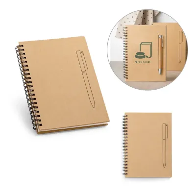 Caderno B6 de capa dura em papel kraft 