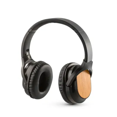 Fone de ouvido wireless em bambu e ABS - 1
