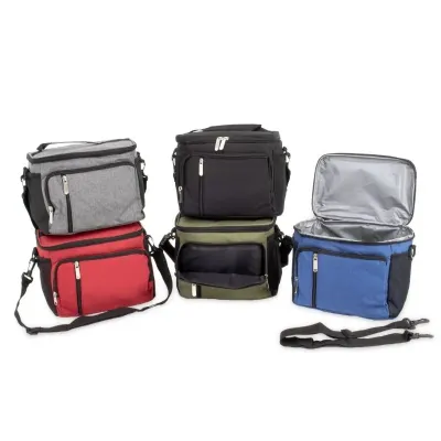 Bolsa térmica de poliéster com três compartimentos