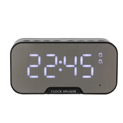 Caixa de som multimídia com relógio despertador e suporte para celular