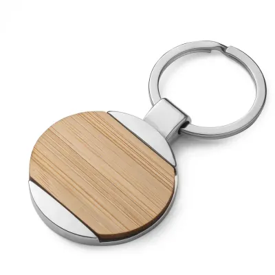 Chaveiro de metal + bambu 