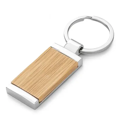 Chaveiro Metal e Bambu