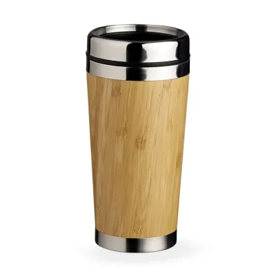 Copo Bambu de 500ml, parte interna em inox.