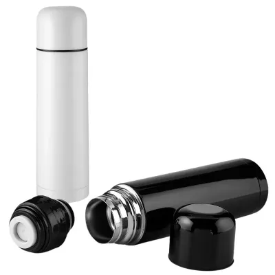 Garrafa térmica em aço inox com parede dupla isolada a vácuo, com capacidade de até 500 ml