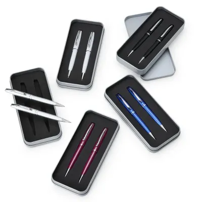 Conjunto Caneta e Lapiseira Metal: opções de cores