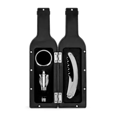 Kit vinho formato garrafa com 3 peças