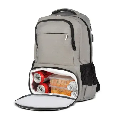 Mochila para notebook em RPET 300D e interior de 210D com compartimento térmico