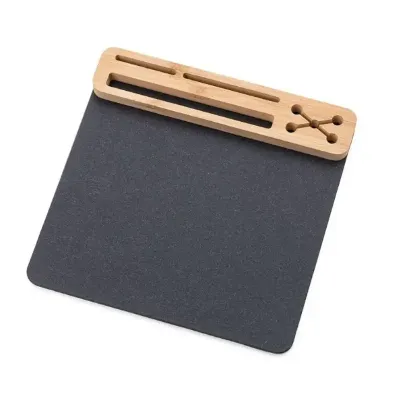 Mouse Pad em material sintético grafite e bambu