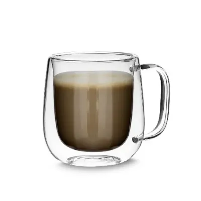 Caneca de vidro borossilicato com parede dupla