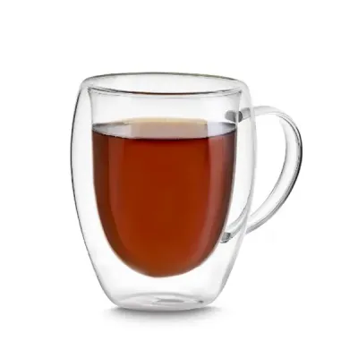 Caneca de vidro borossilicato com parede dupla