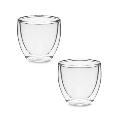 Conjunto com 2 copos de vidro borossilicato com parede dupla