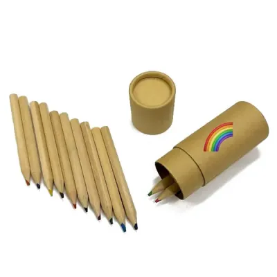 Tubo em papel kraft com 12 lápis de cor