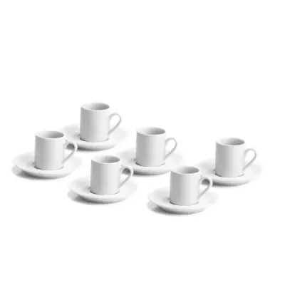Kit contendo 6 xícaras em porcelana com pires