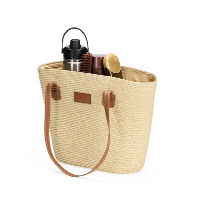 Bolsa em fibra biodegradável de celulose costurada com linha de nylon 