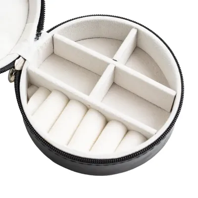 Porta-joias de couro sintético com revestimento aveludado