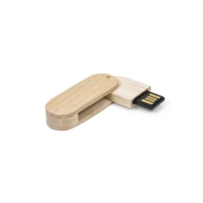 Pen Drive giratório oval de bambu de 4GB/8GB/16GB/32GB, frente e verso lisos.